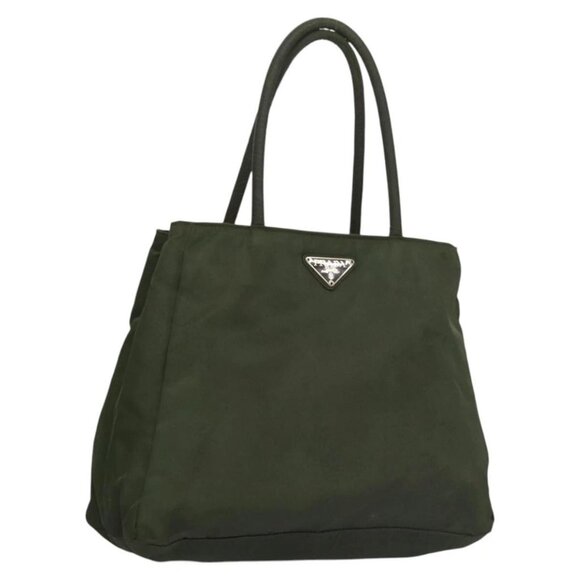 PRADA Hand Bag Nylon Khaki Silver Auth - Picture 6 of 16